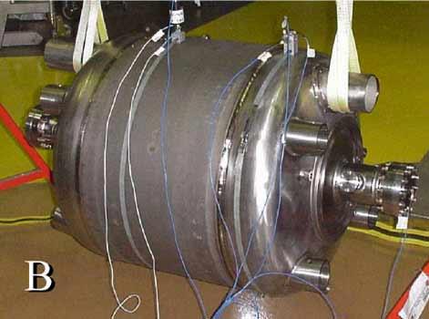The cavity was then welded inside the prototype helium vessel and tested without a tuner.