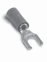 Ring & Fork terminals can be used with solid wire as followed: Non-Insulated: 22-8 gauge Insulated: 22-10 gauge Sta-Kon Disconnects Internal barrel serrations and long barrel provide for maximum
