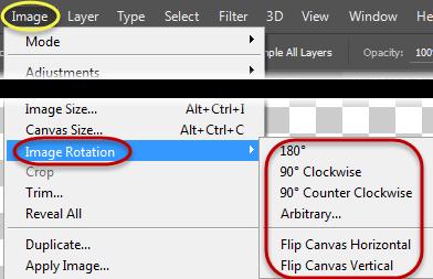 Photoshop CC Editing Images Rotate a Canvas A canvas can be rotated 90 degrees Clockwise, 90 degrees Counter Clockwise, or rotated 180 degrees.