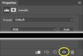 Tip: To see a preview of the before and after, click on the eye icon on the bottom of the adjustment panel.