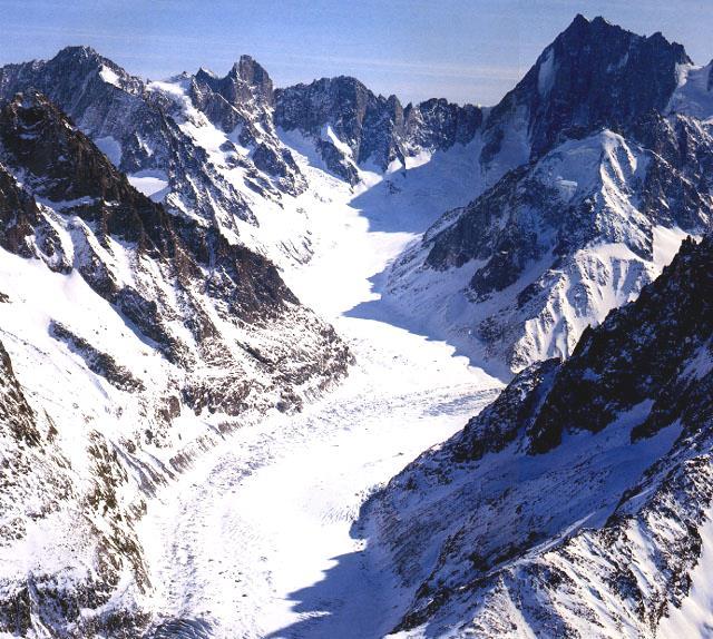 Location Glaciology: temperate glaciers French Alps Chamonix Mont-Blanc