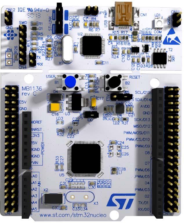 Demonstration Figure 4. STM32F3 Nucleo board setup The low-pass filter cut-off frequency calculation is based on several parameters including the PWM period.