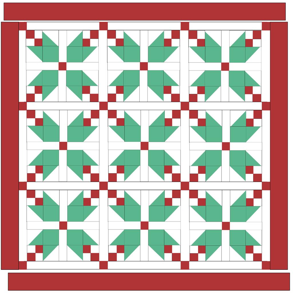 Repeat to add 4 pieced border strips to the top and bottom, trimming the excess. Square up the quilt-top. 15.