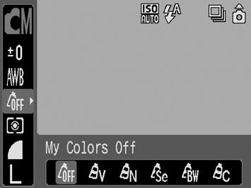 98 (Setting the Custom Color Mode) 1 Select. 1. Press the button. 2. Use the or button to select and the or button to select.
