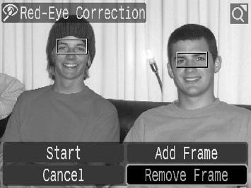 119 Removing Correction Frames 1 Select [Remove Frame]. 1. Use the,, or button to select [Remove Frame]. 2. Press the button. 2 Adjust the position of the correction frame. 1. Use the or button to select a frame to remove.