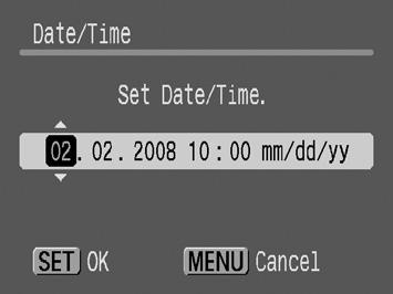 Preparations 13 Setting the Date and Time The Date/Time settings menu will appear the first time the power is turned on.