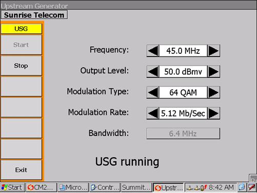 The actual spectrum display results can be viewed on the screen, with full access to control functions such as span, frequency, amplitude and resolution bandwidth.