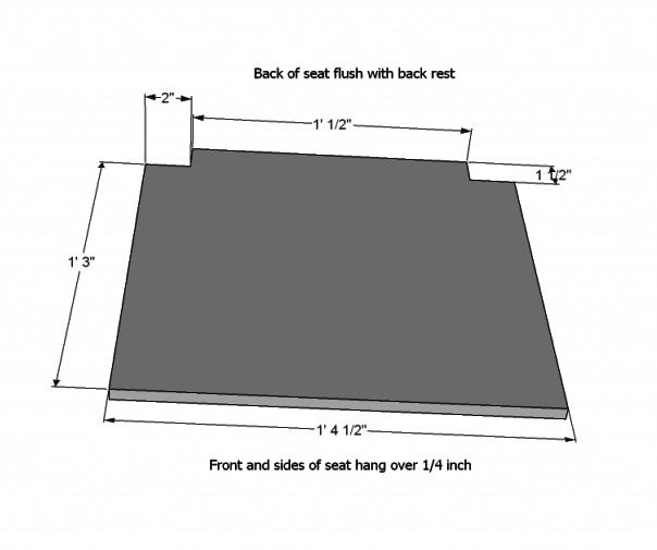 You will need to attach your back and front pieces together now Predrill all holes, glue, and countersink screws. Using a 2 3 (13 inches)board, attach this for the side of the seat rest.