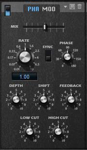 FX Page Phaser and Modulation FX The phaser effect and the modulation effects share the same window section.