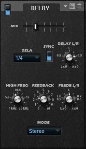 FX Page Delay Mode Stereo has two independent delay lines, one for the left and one for the right audio channel, each with a feedback path of its own.