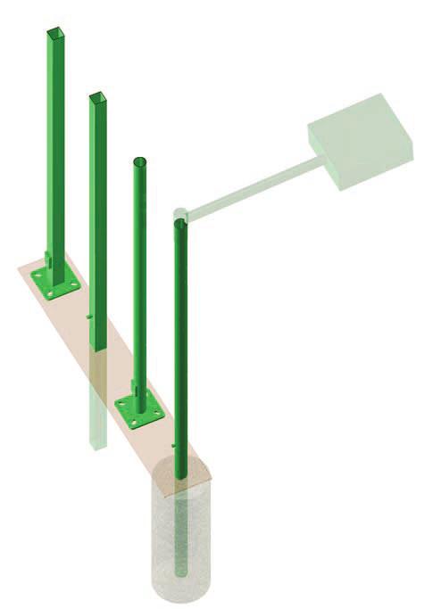 Poles for Tennis Courts A B C E A B Square bolt down pole. Standard size is 4"x4". In high wind areas, 5"x5" may be called for. Standard height for 6-light and 8-light systems is 20'.
