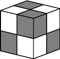 7. The outside of a cube is painted with grey and white squares in such a way that it appears as if it was built using smaller grey cubes and white cubes, as shown.