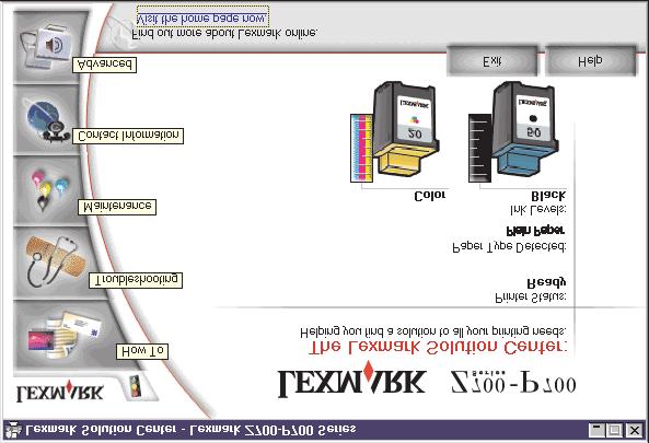 Lexmark Solution Center The Lexmark Z700-P700 Series Solution Center (LSC) is a guide you can refer to for printer help.