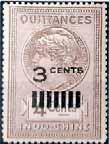 00 x c1920. Droit de Greffe stamps surcharged in numerals. 30. "20" non 80c light brown... 15.00 31. "40" on 1Pi grey... 75.