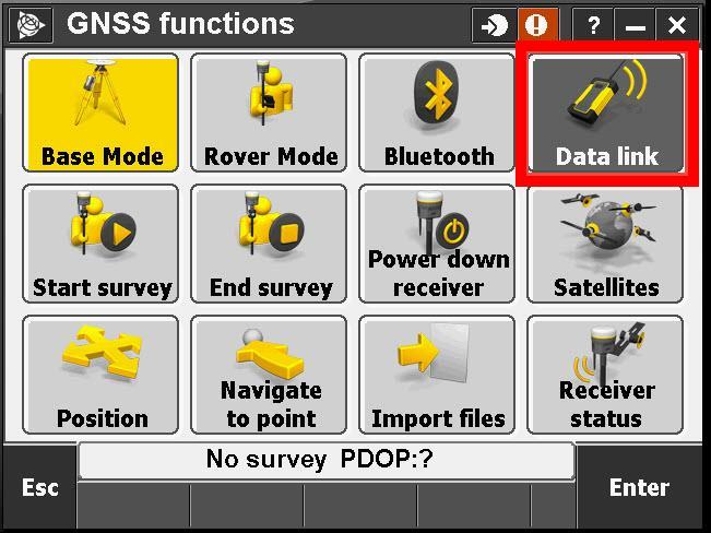 Select Base Mode; this will connect the controller to the GNSS base