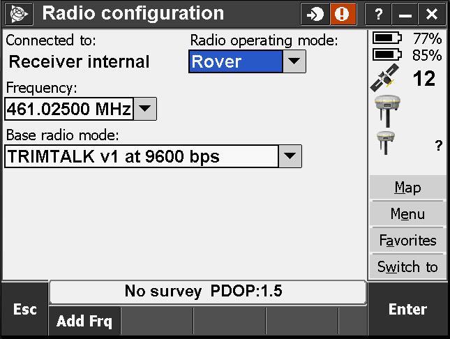 Radio operating mode needs to be set to Rover 13.