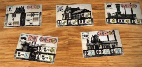 One player shuffles the 19 railway markers, then places them, with their train side down, on the train