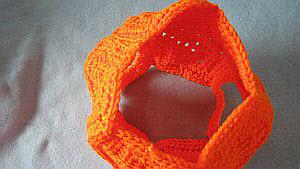 How the ball or pumpkin looks sewn together.