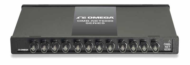 Ethernet-Based Temperature, Voltage and Strain Measurement Modules OMB-NET6000 Series OMB-NET6220 shown smaller than actual size.