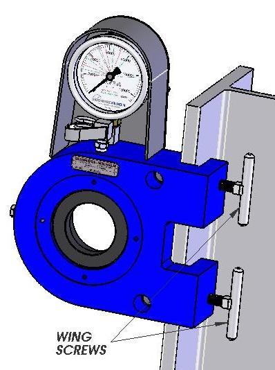 Calibrator Setup & Operation Mounting the Calibrator The calibrator should be securely fastened to a rigid I-beam or column flange using the supplied wing screws as shown in Figure 2.