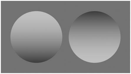 2 i-perception 0(0) Figure 1. Example of a single-light-source and the light-from-above assumptions. The left disk looks convex, and the right disk looks concave.