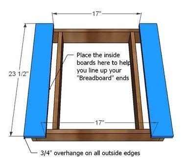 This is basically a little table. Build your tabletop support system and aprons as shown above. Use 2 screws and glue.