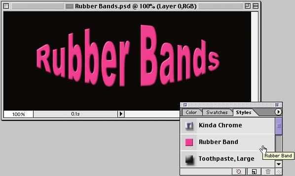 5 Select Rubber Band from the Custom Layer Styles library.