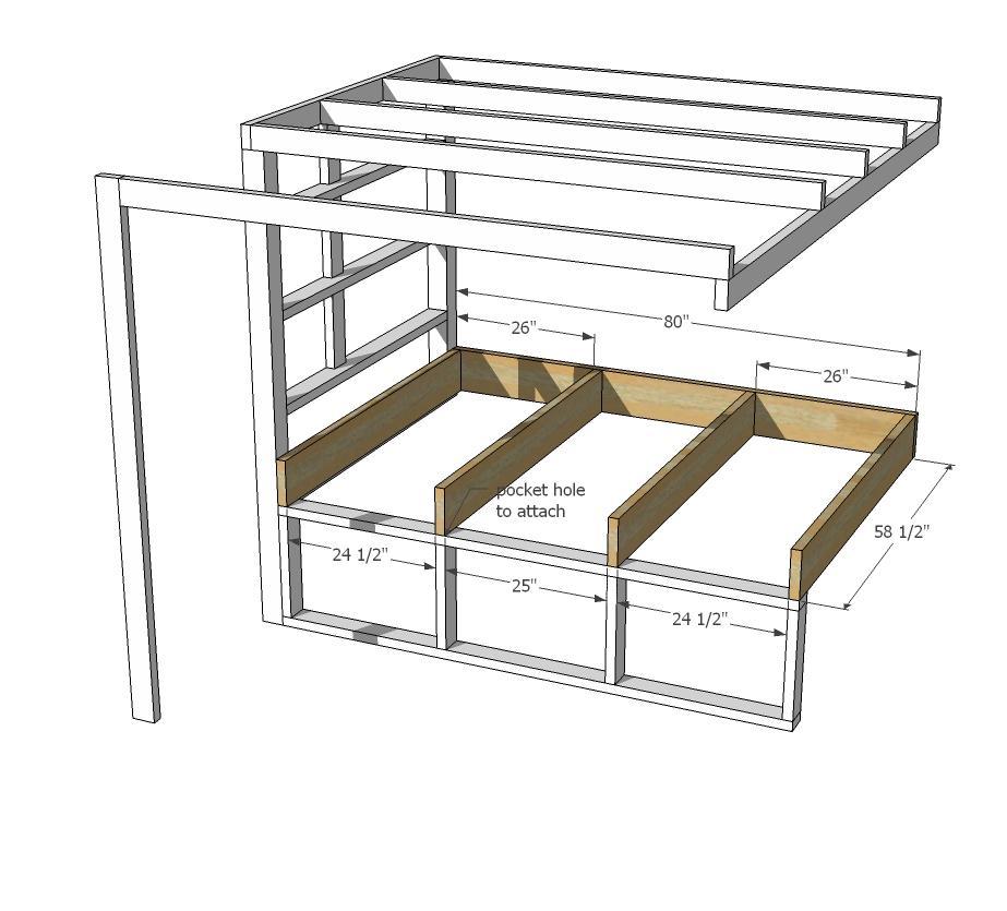[35] I decided to use the 2x8s to support the mattress because it creates a nice sized cavity for drawers.