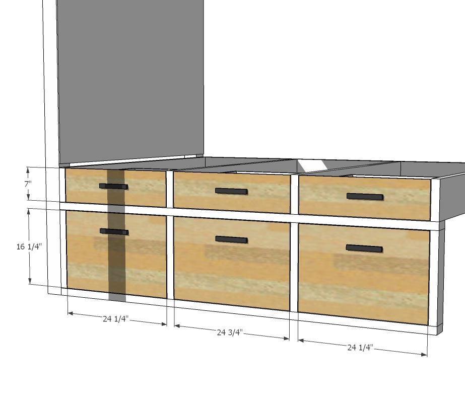 [39] Attach drawer faces and doors. There should be an 1/8" gap on all sides of the doors/drawers when installed properly.