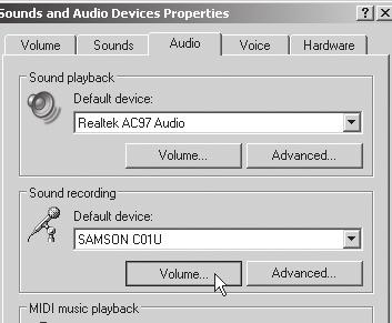 (These balloons will not appear next time you plug it in, as the microphone drivers are already installed.) The C01U is now recognized as a Windows audio device under the name Samson C01U.