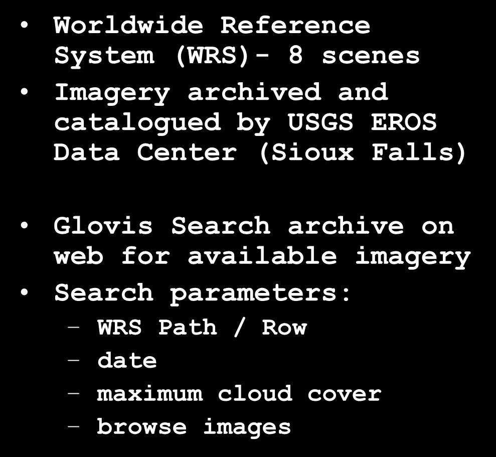 Center (Sioux Falls) Glovis Search archive on web for available
