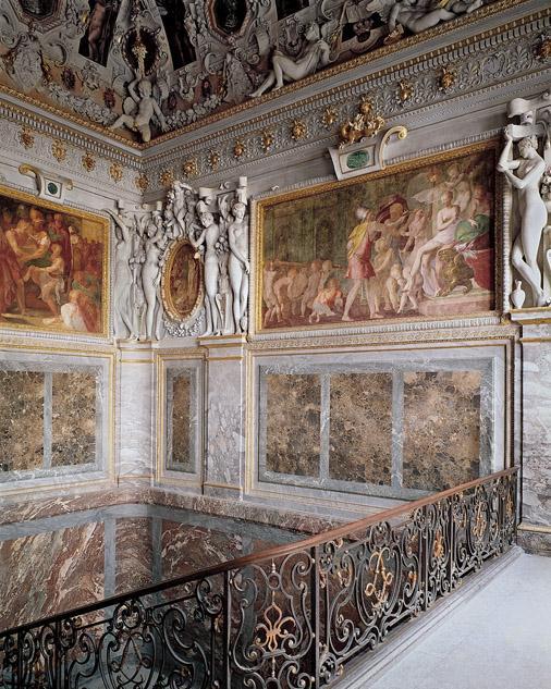 Artist: Primaticcio Title: Stucco and Wall Painting, Chamber of The Duchess of Étampes, Château of Fontainebleau Date: 1540s Worked on this Chateau from 1532-1570-geez Doing paintings, architect,