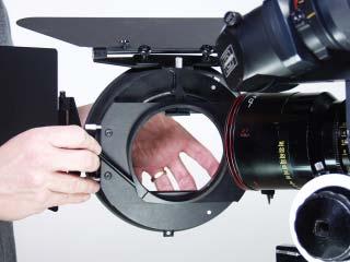 The Kamio Ring Light is designed to mount directly to the camera lens.