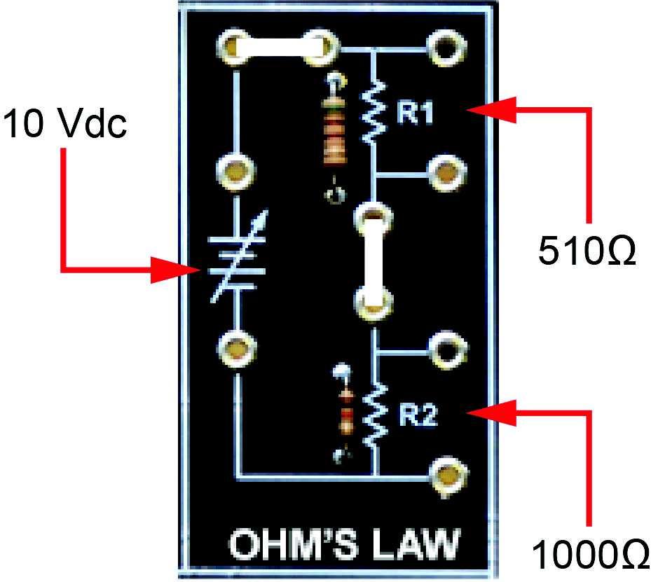 Calculate the expected circuit current based on an applied voltage of 10 Vdc and a circuit resistance of (Step 2, Recall Value 1). Enter your result in milliamps (0.001A = 1 ma).