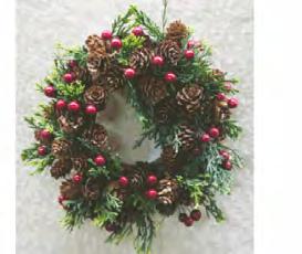 110 Tips 12/CS E944R1399 0-18129-96322-9 Lights Unlit Misc Greens Candle Ring with Pine Cones, Berries and Twigs This lush green PE wreath filled with pine cones and red