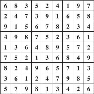 And here is the completed Sudoku solving the above puzzle (again from Livewire Puzzles