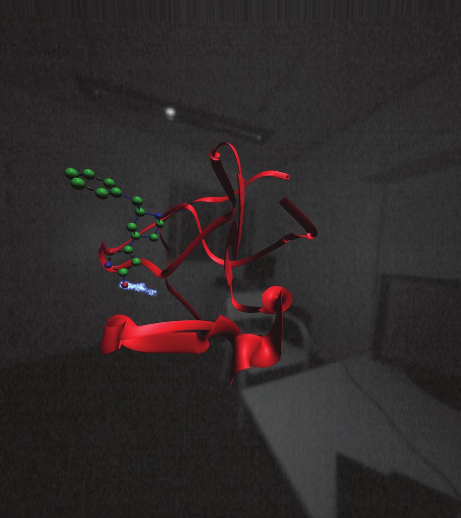 Research Article Grebner, Norrby, Enström et al. Figure 8. An augmented reality is created using the Leap Motion infrared camera such that the surroundings (e.g., room, table) are visualized when the Oculus Rift is directed toward them.