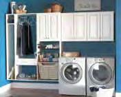Laundries A B C Sea Spray Square Thermofoil, White Pantries F E D Madison Square Cherry, Autumn Spice A) Plan a spot for brooms and mops. B) Leave hanging space for air dry items.