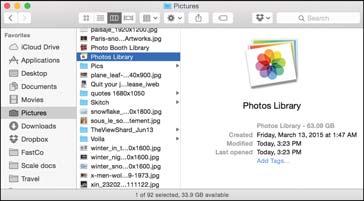 Dealing with Duplicates 29 >>>Go Further FINDING WHERE YOUR PHOTOS ARE STORED When you import an image into Photos, by default it is copied to a specific file on your Mac.