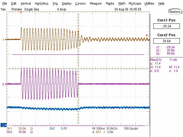 Scope waveforms 4 Scope waveforms The following waveforms have been taken while testing the evaluation board in a real environment using a common domestic refrigerator. Figure 5.