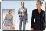 Women -Pants or skirted suit with skirt length at or below the knees -Single or double-breasted jacket