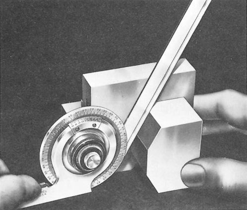 Vernier Protractor Acute-angle attachment fastened to protractor to measure angles less than 90º Main scale divided into two arcs
