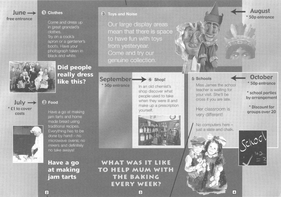 4. The Midhampton Museum Your leaflet opens up. The page numbers are at the bottom. There is information on both sides of the leaflet. 1 What is this leaflet about?