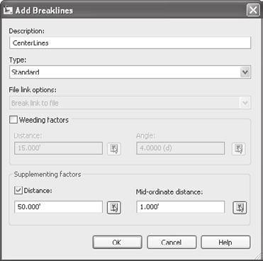Pick Proposed from the drop-down list, and then click OK to dismiss the Select Surface dialog. The Add Breaklines dialog shown in Figure 12.25 will appear. 9.