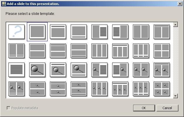 Figure 21 The OIV window Step 5 In the Add a slide to this presentation dialog,