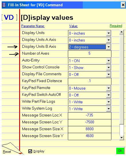Make Changes to ShopBot Software Open the control software and type VD into the yellow command box (or click Values > Display