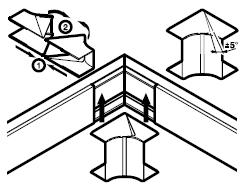 Internal angle 6371 01 25x25 5 6371 11 25x40 5 6373 11 40x60 5 The junction in interior angle of two pieces of the same section: - the cut of miter avoids on the trunking - aesthetics improves The