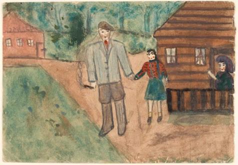 Title: Girl with Father Series: Gentleman Farmer - #4 of 5 Date: 1943, Poland Dimensions: 5 3/8 x 7 11/16 in (13.5 x 19.