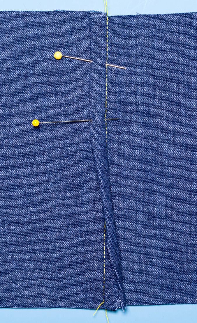 Stitch along the 5/8-inch seam line to make a plain seam. Press seam allowance to one side.