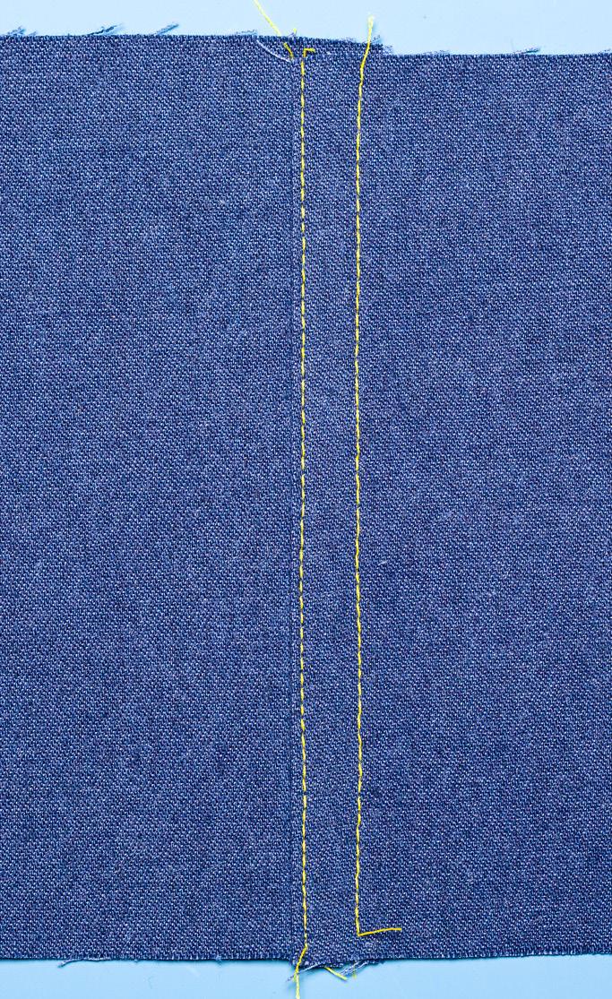 3. On the right side of the fabric, edge stitch close to the seam line through all layers of fabric.